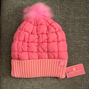 NWT Simply Southern Pink Quilted Puff Beanie with Pom Pom and Ribbed Cuff